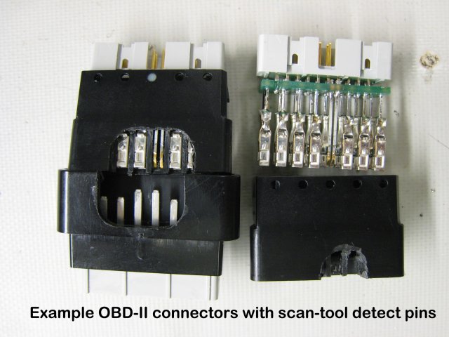 Example OBD-II connector with scan-tool detect